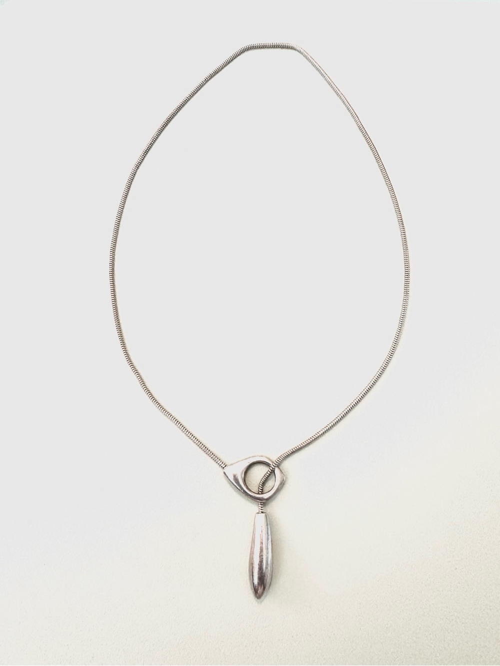 Unique Vintage Silver Teardrop Loop Pendant Necklace - Choker